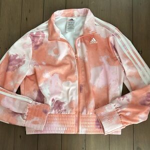 Adidas Girls 7-16 Tricot Printed Fashion Track Jacket in Wonder Clay